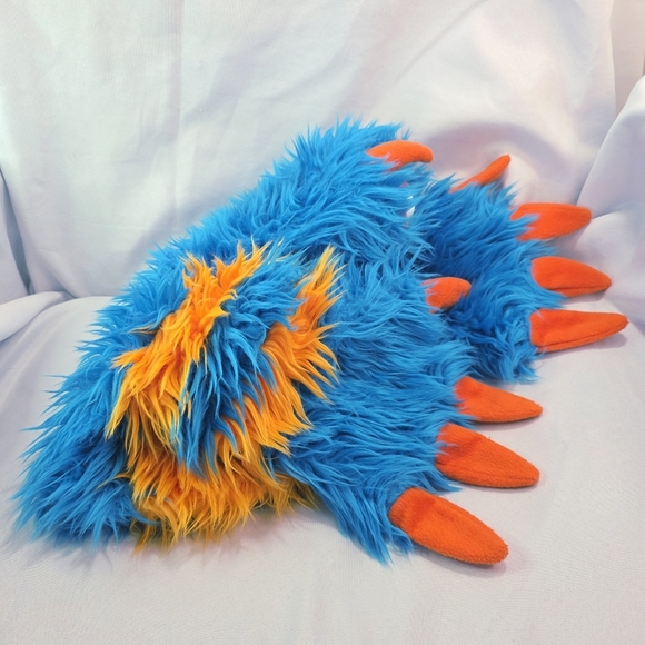 Folkmanis Blueper Monster Two Handed Stage Puppet Plush Blue and Orange 15 Inch - Picture 7 of 13